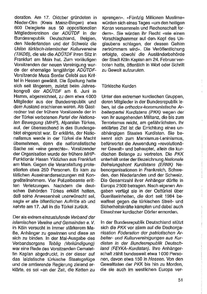 Seite 52 des Verfassungsschutzbericht 1987 Hessen