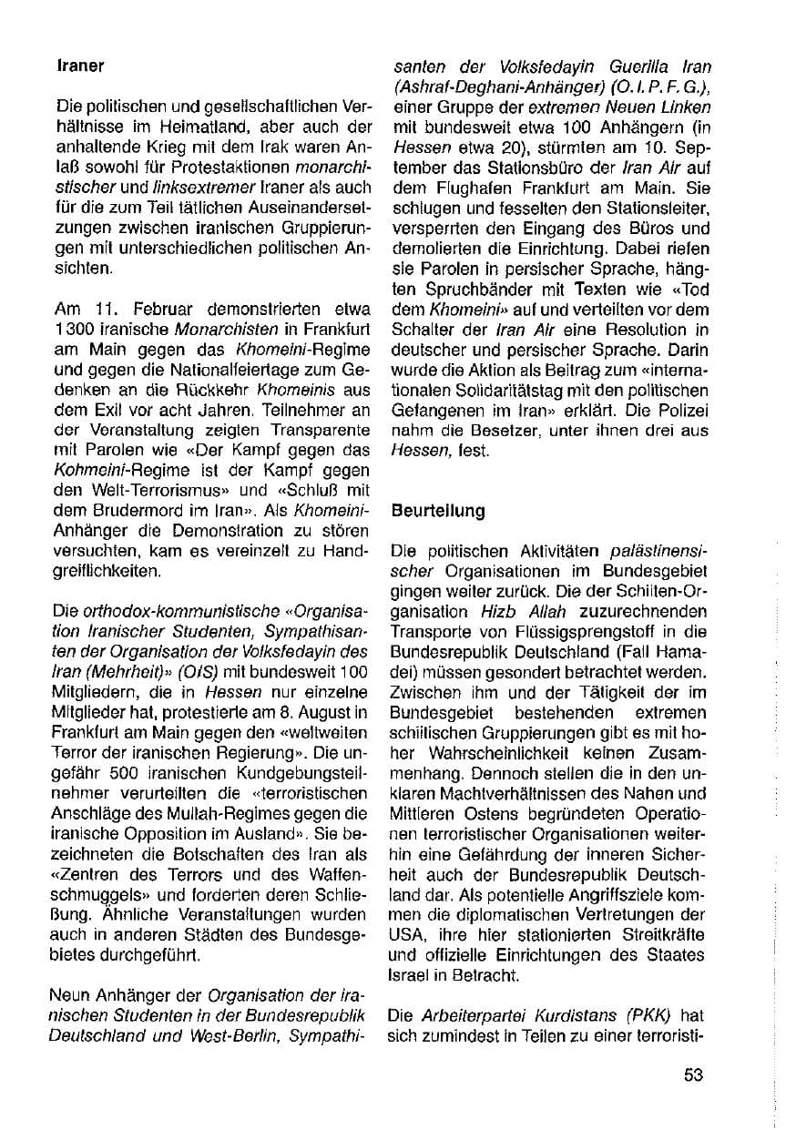 Seite 54 des Verfassungsschutzbericht 1987 Hessen