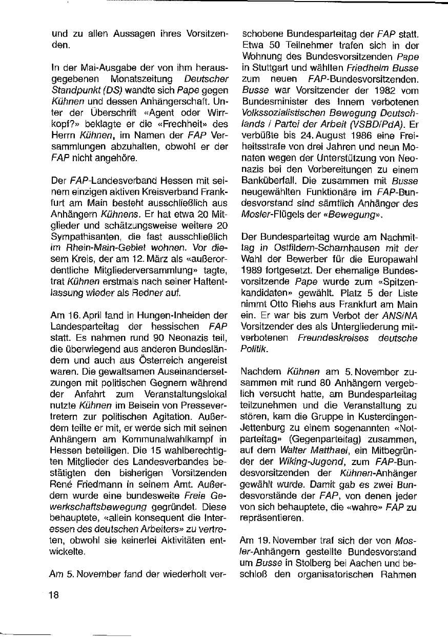 Seite 18 des Verfassungsschutzbericht 1988 Hessen