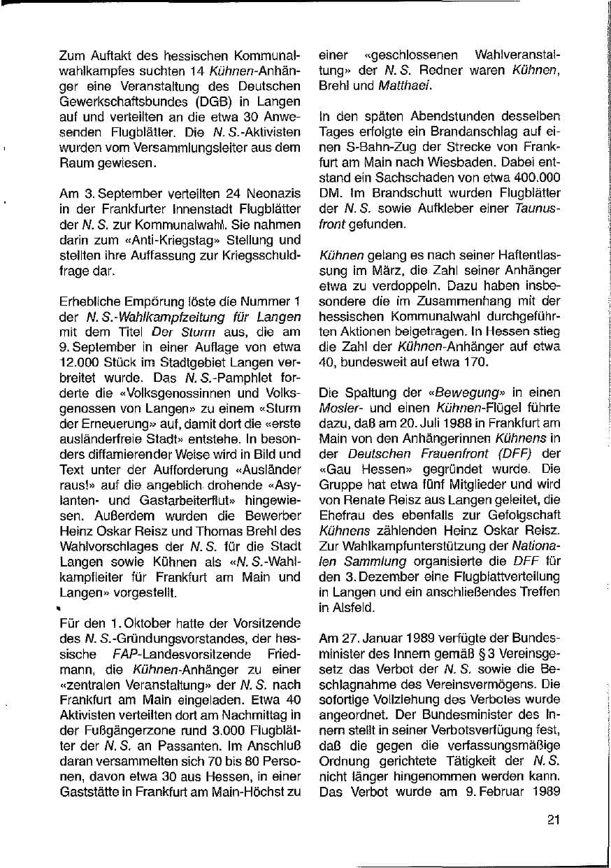 Seite 21 des Verfassungsschutzbericht 1988 Hessen