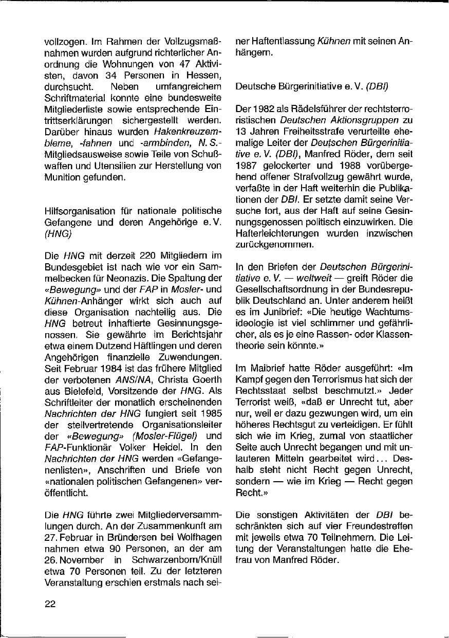 Seite 22 des Verfassungsschutzbericht 1988 Hessen