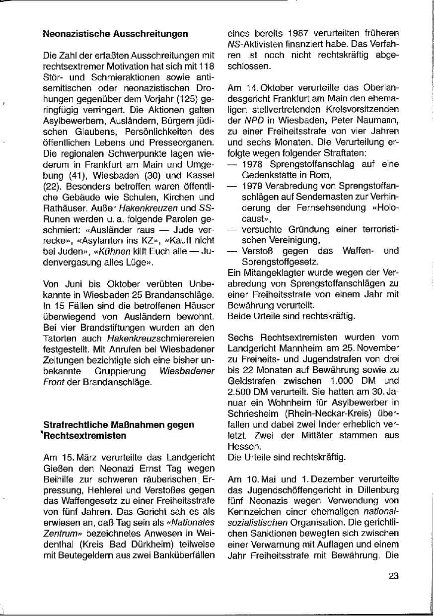 Seite 23 des Verfassungsschutzbericht 1988 Hessen