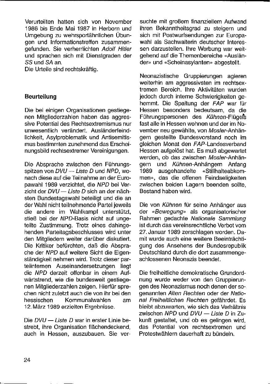 Seite 24 des Verfassungsschutzbericht 1988 Hessen