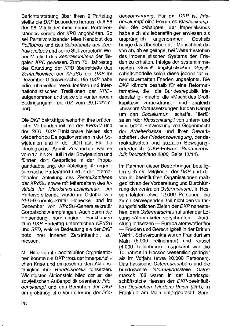 Seite 28 des Verfassungsschutzbericht 1988 Hessen