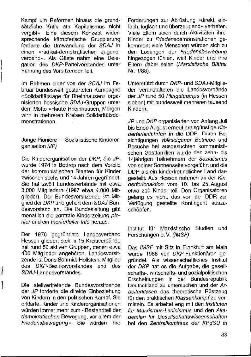 Seite 33 des Verfassungsschutzbericht 1988 Hessen