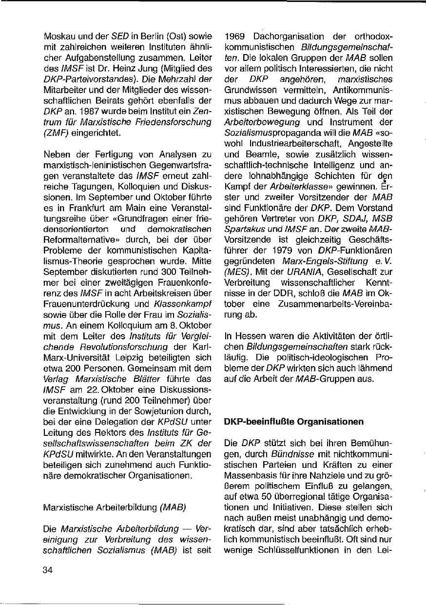 Seite 34 des Verfassungsschutzbericht 1988 Hessen