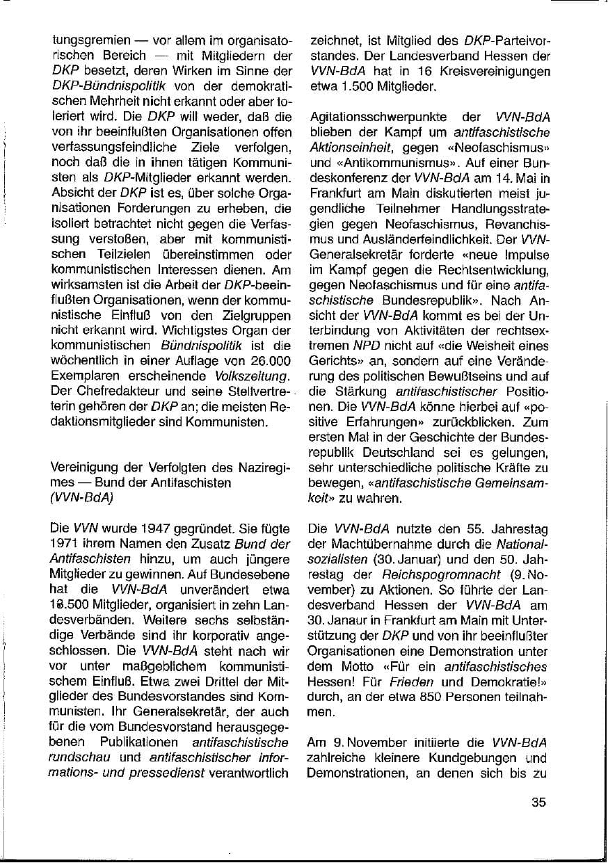 Seite 35 des Verfassungsschutzbericht 1988 Hessen