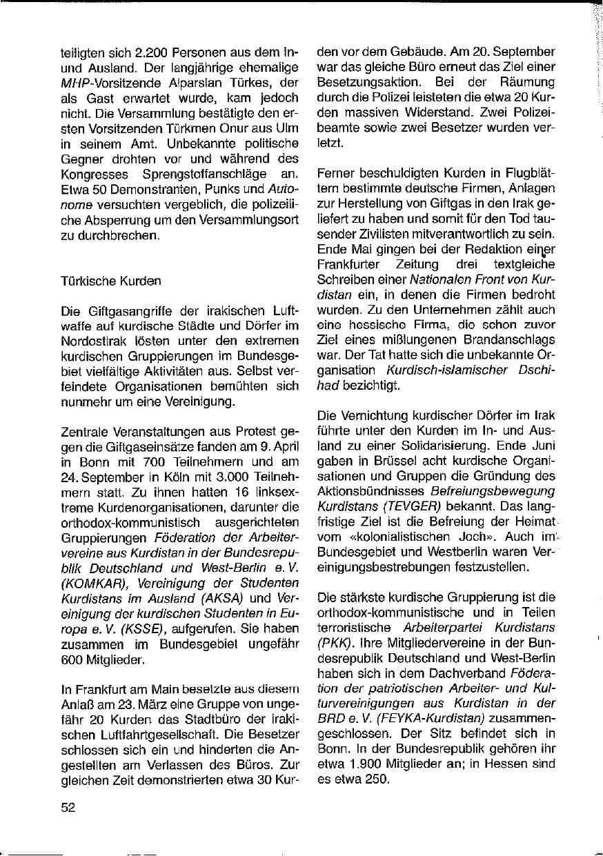 Seite 52 des Verfassungsschutzbericht 1988 Hessen