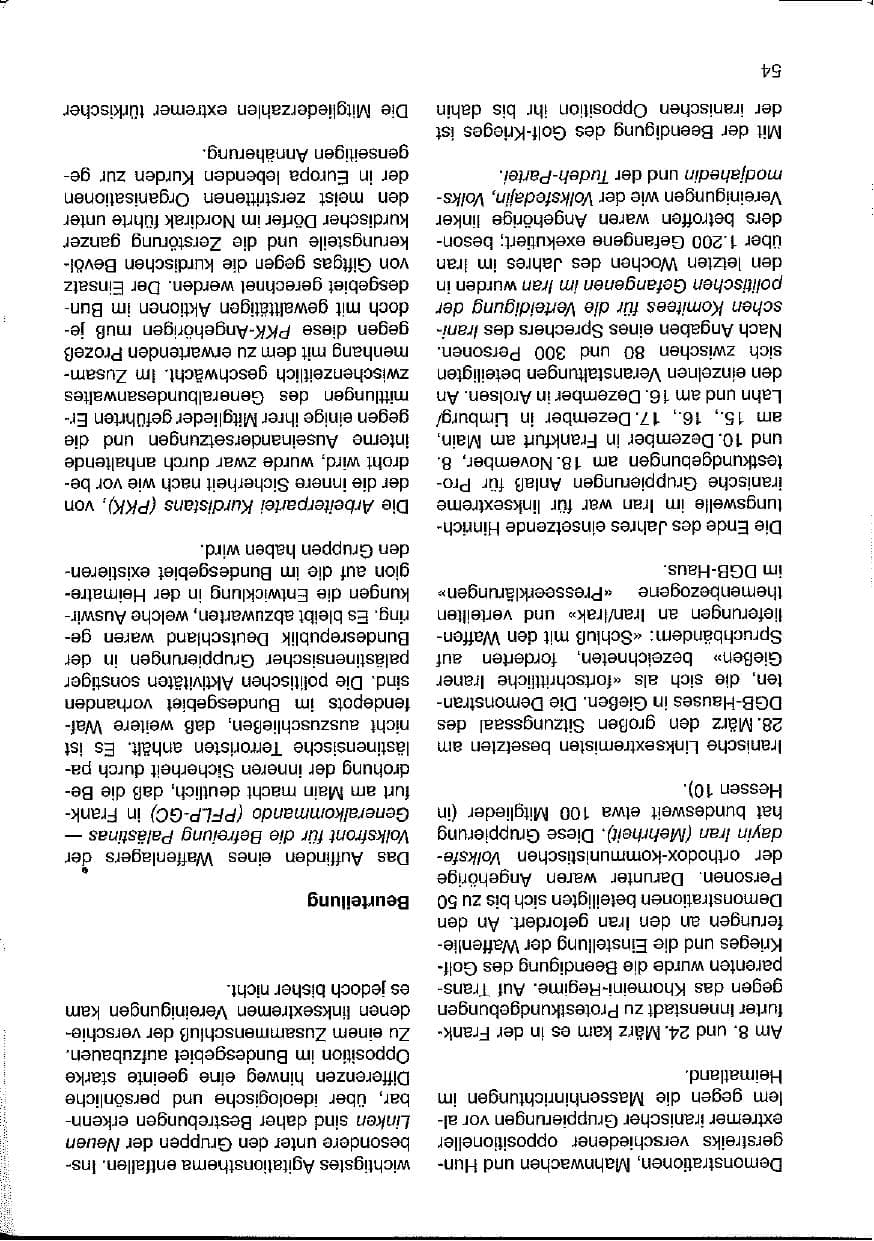 Seite 54 des Verfassungsschutzbericht 1988 Hessen