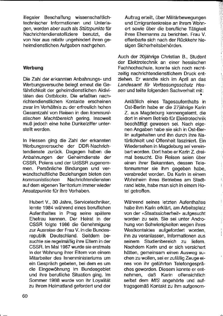 Seite 60 des Verfassungsschutzbericht 1988 Hessen