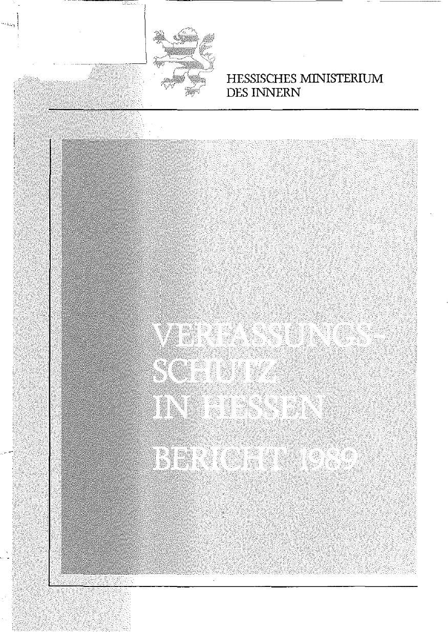 Seite 1 des Verfassungsschutzbericht 1989 Hessen
