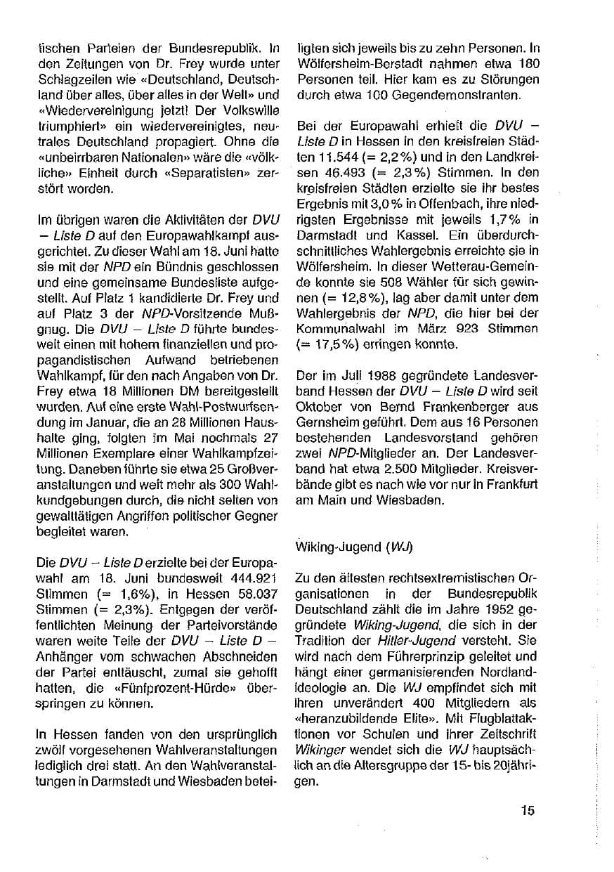 Seite 16 des Verfassungsschutzbericht 1989 Hessen