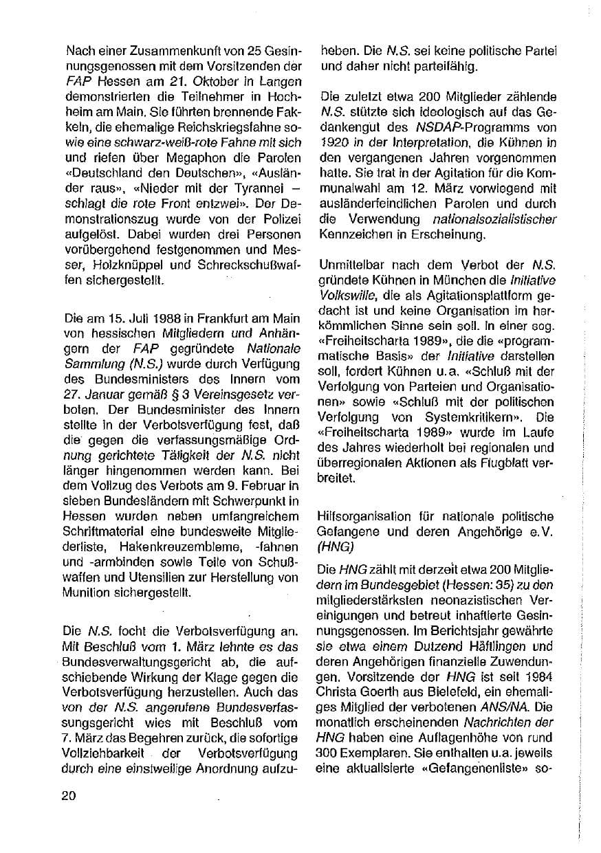 Seite 21 des Verfassungsschutzbericht 1989 Hessen