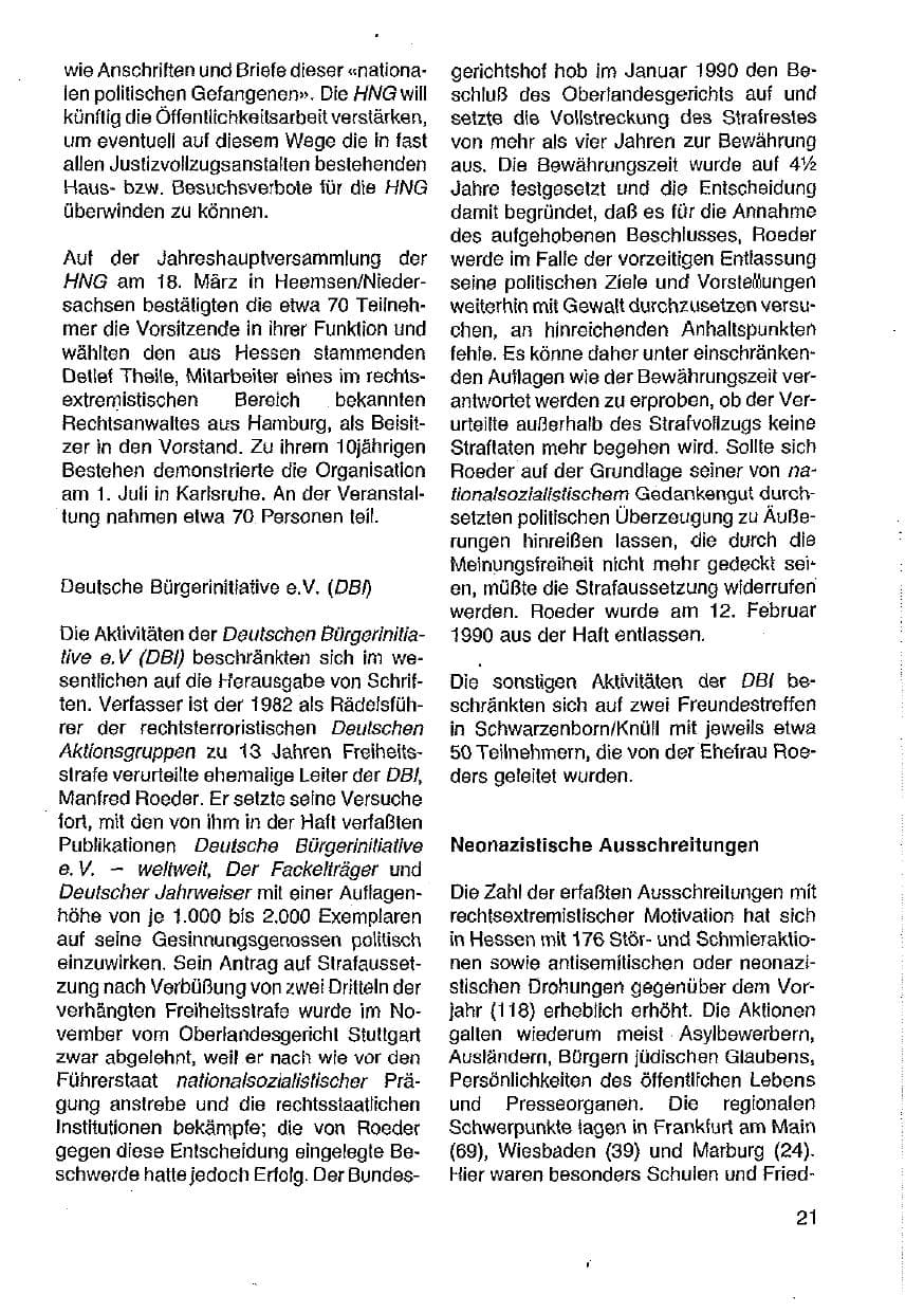 Seite 22 des Verfassungsschutzbericht 1989 Hessen