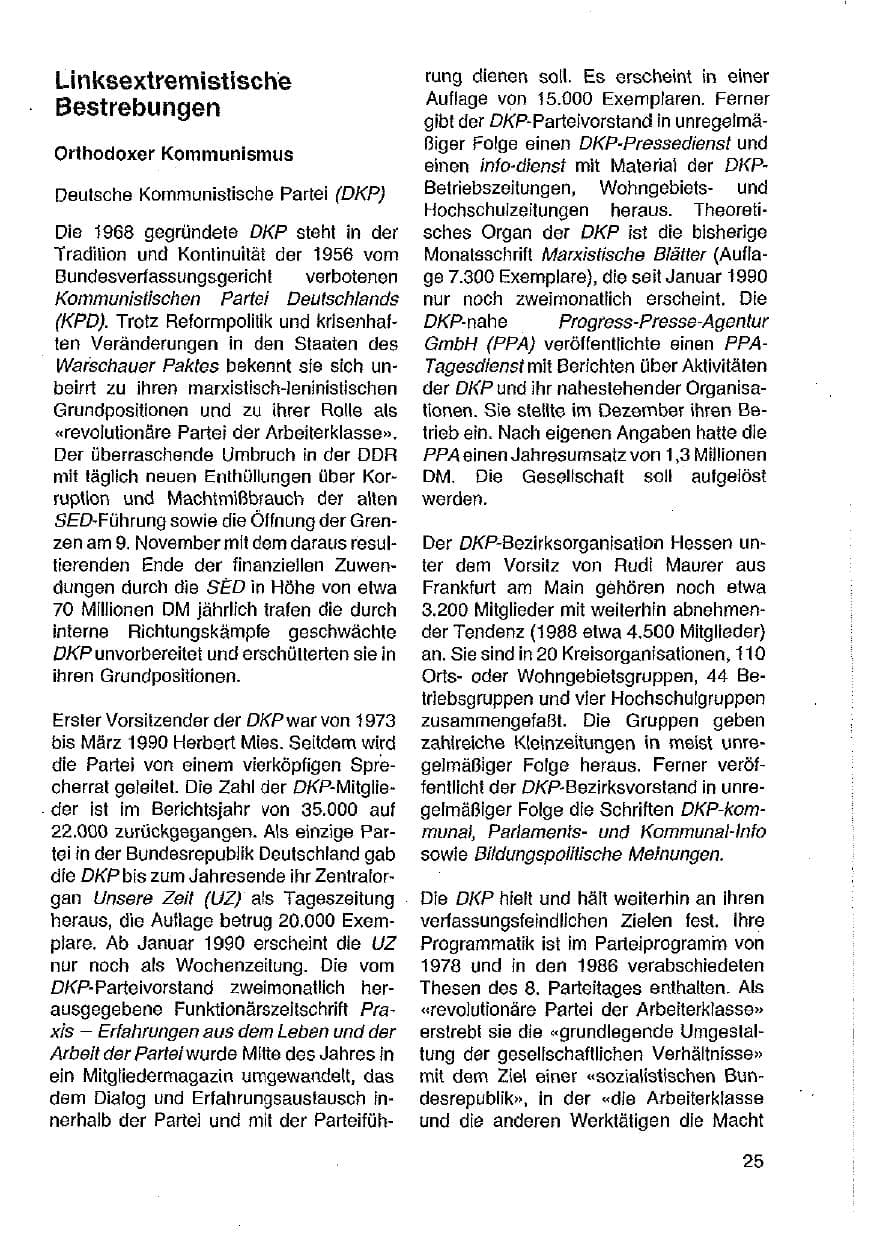 Seite 26 des Verfassungsschutzbericht 1989 Hessen