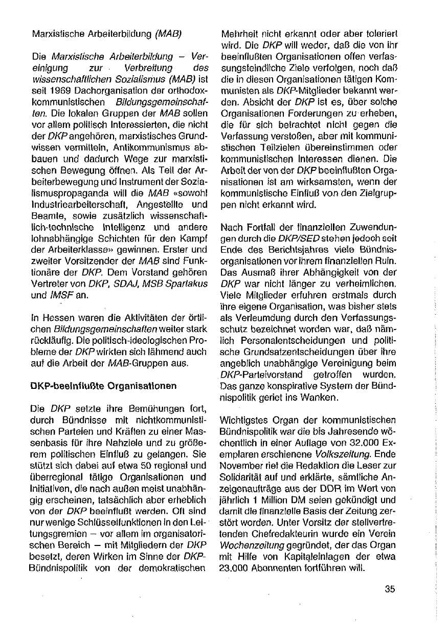 Seite 36 des Verfassungsschutzbericht 1989 Hessen