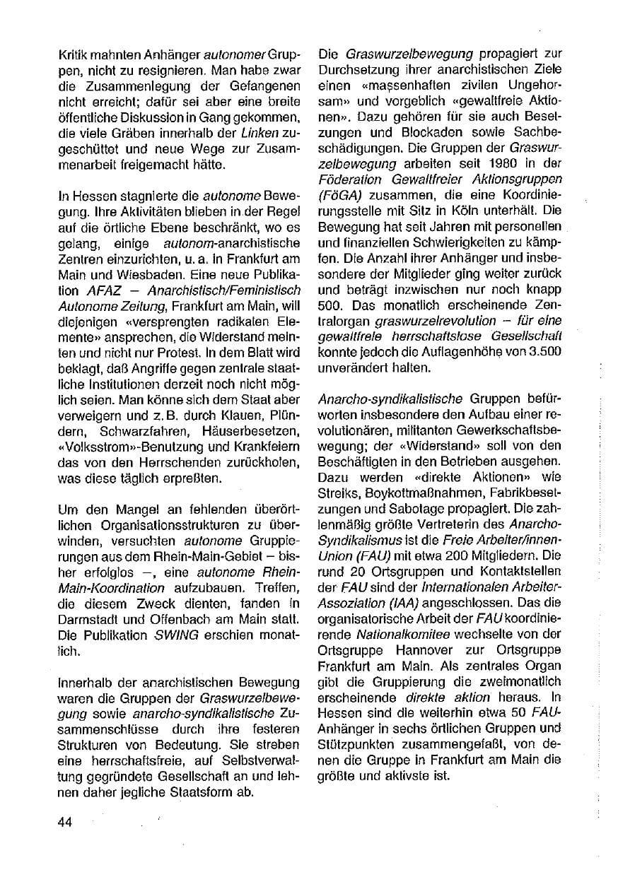 Seite 45 des Verfassungsschutzbericht 1989 Hessen
