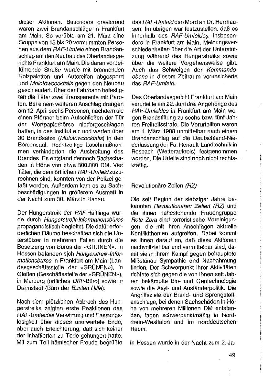 Seite 50 des Verfassungsschutzbericht 1989 Hessen