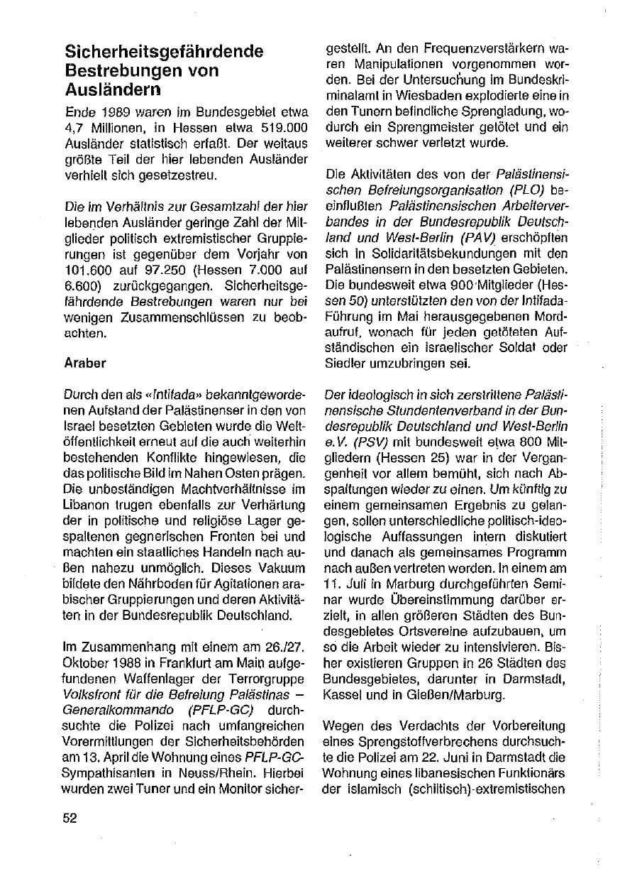 Seite 53 des Verfassungsschutzbericht 1989 Hessen