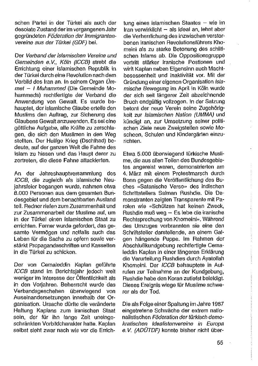 Seite 56 des Verfassungsschutzbericht 1989 Hessen