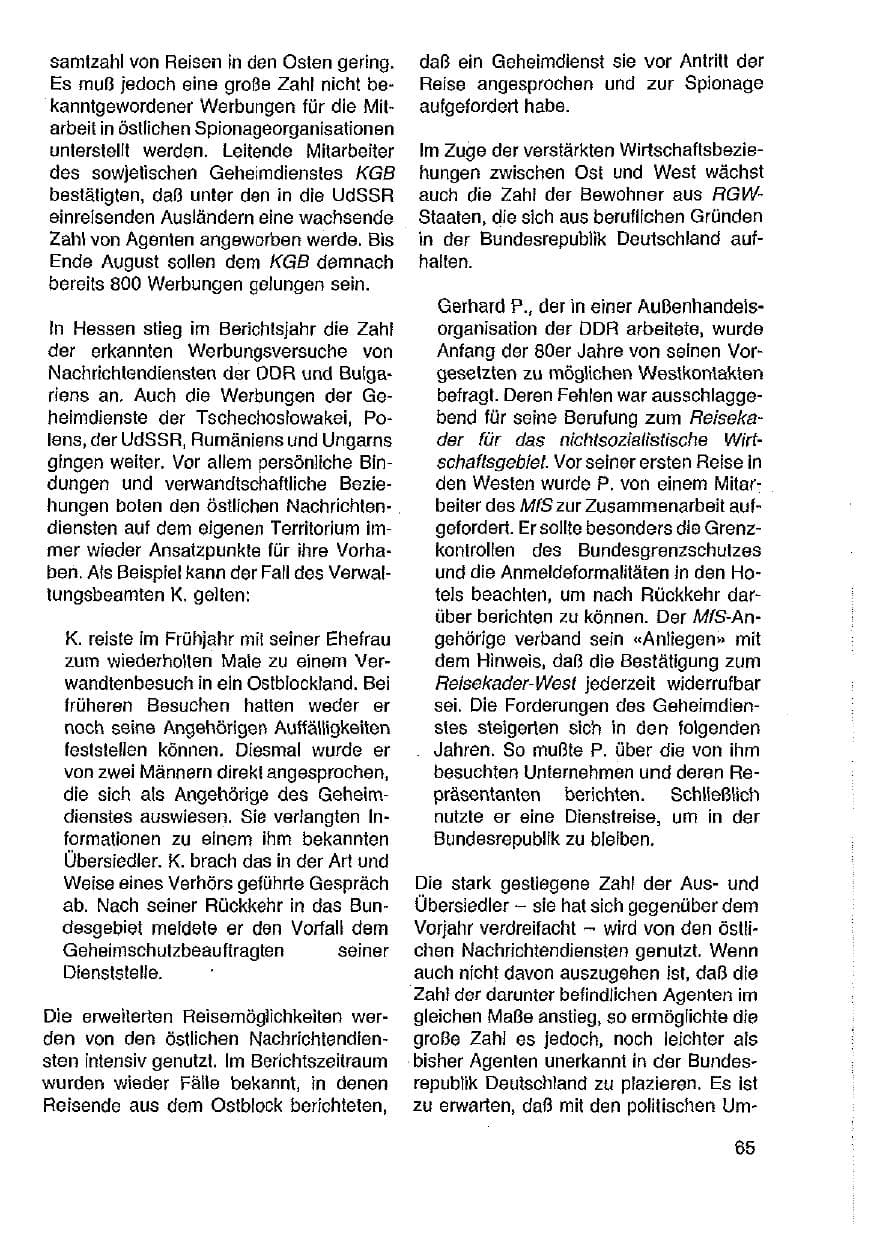 Seite 66 des Verfassungsschutzbericht 1989 Hessen