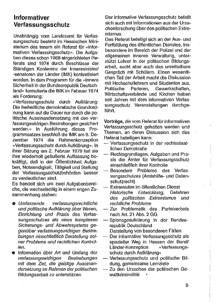 Seite 10 des Verfassungsschutzbericht 1989 Hessen