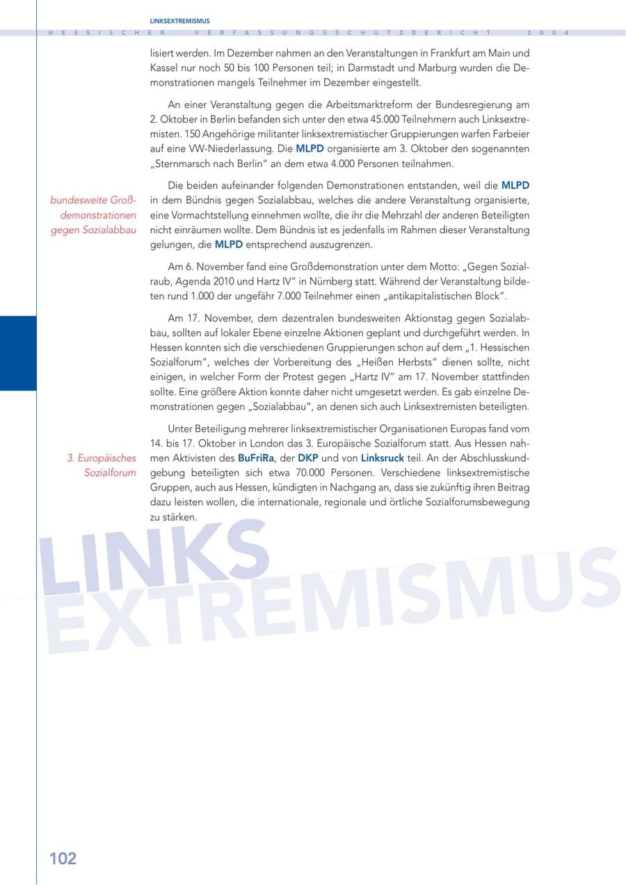 Seite 103 des Verfassungsschutzbericht 2004 Hessen