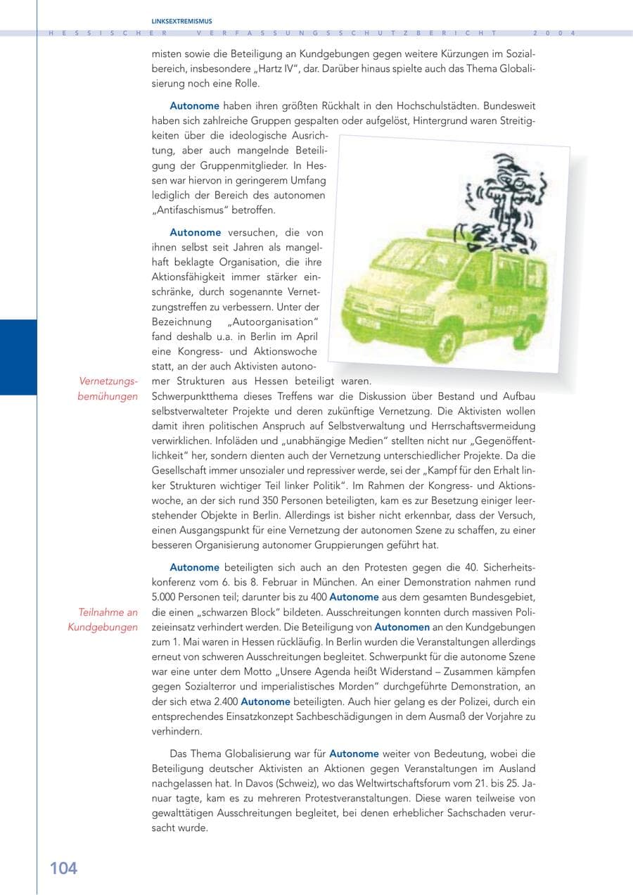 Seite 105 des Verfassungsschutzbericht 2004 Hessen