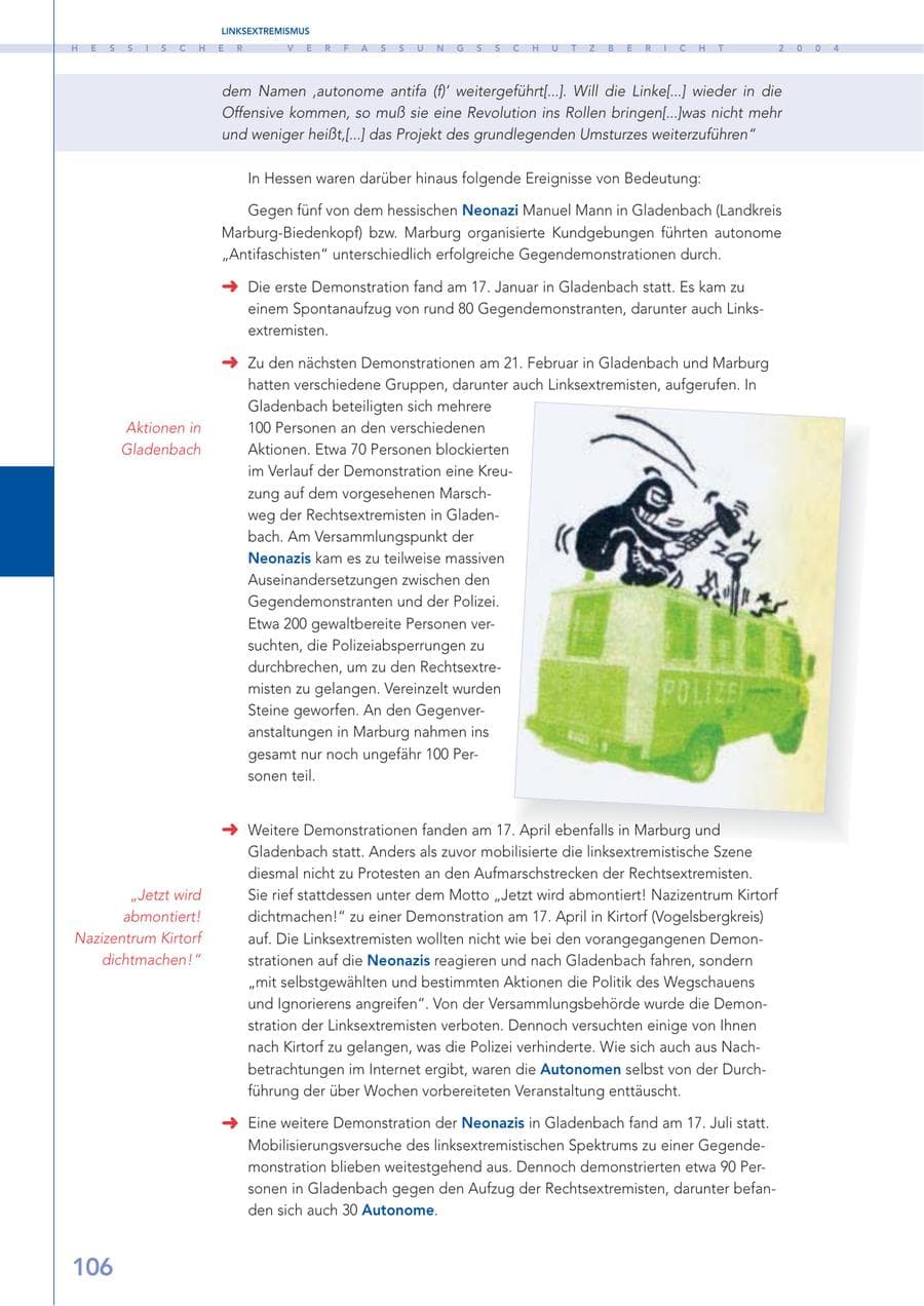 Seite 107 des Verfassungsschutzbericht 2004 Hessen