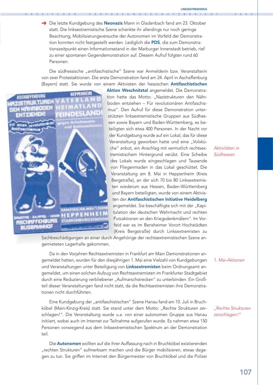Seite 108 des Verfassungsschutzbericht 2004 Hessen