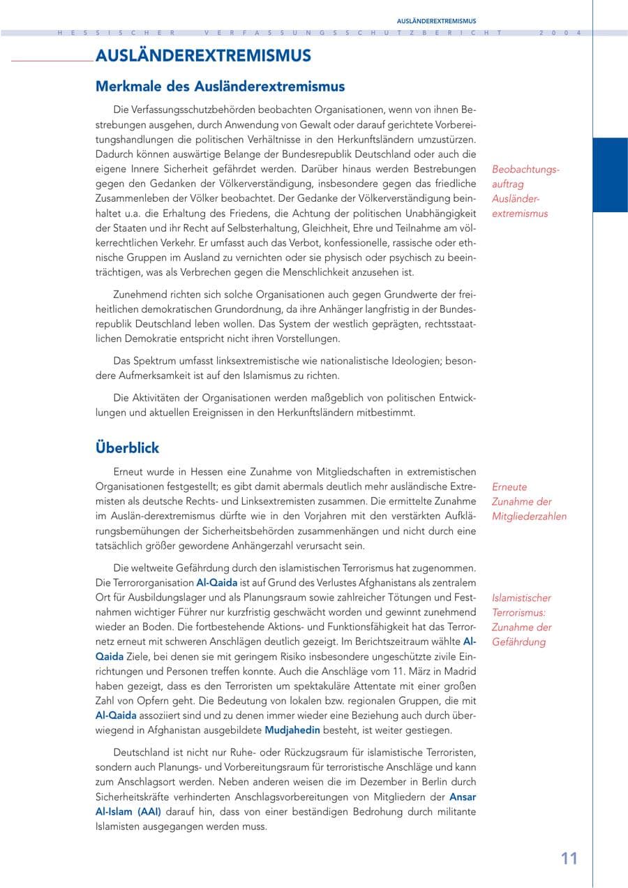 Seite 12 des Verfassungsschutzbericht 2004 Hessen