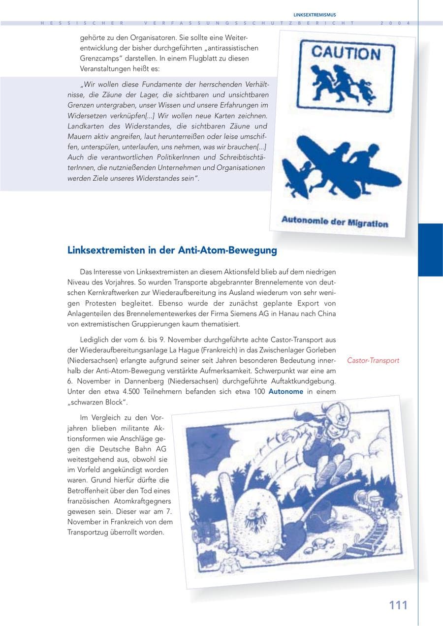 Seite 112 des Verfassungsschutzbericht 2004 Hessen