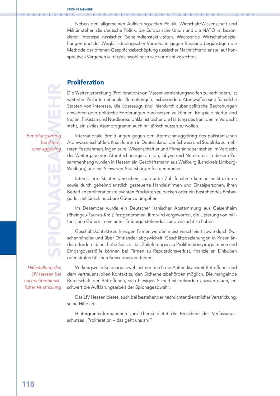 Seite 119 des Verfassungsschutzbericht 2004 Hessen