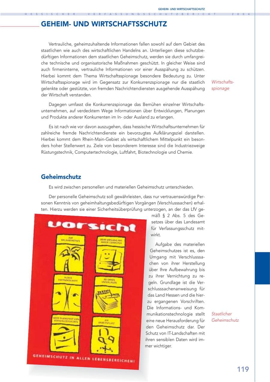 Seite 120 des Verfassungsschutzbericht 2004 Hessen