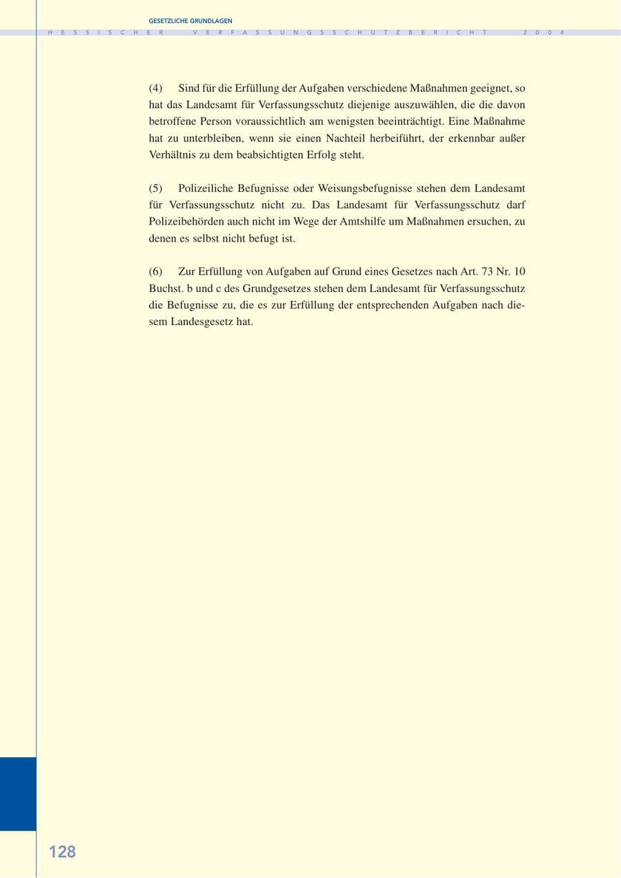 Seite 129 des Verfassungsschutzbericht 2004 Hessen