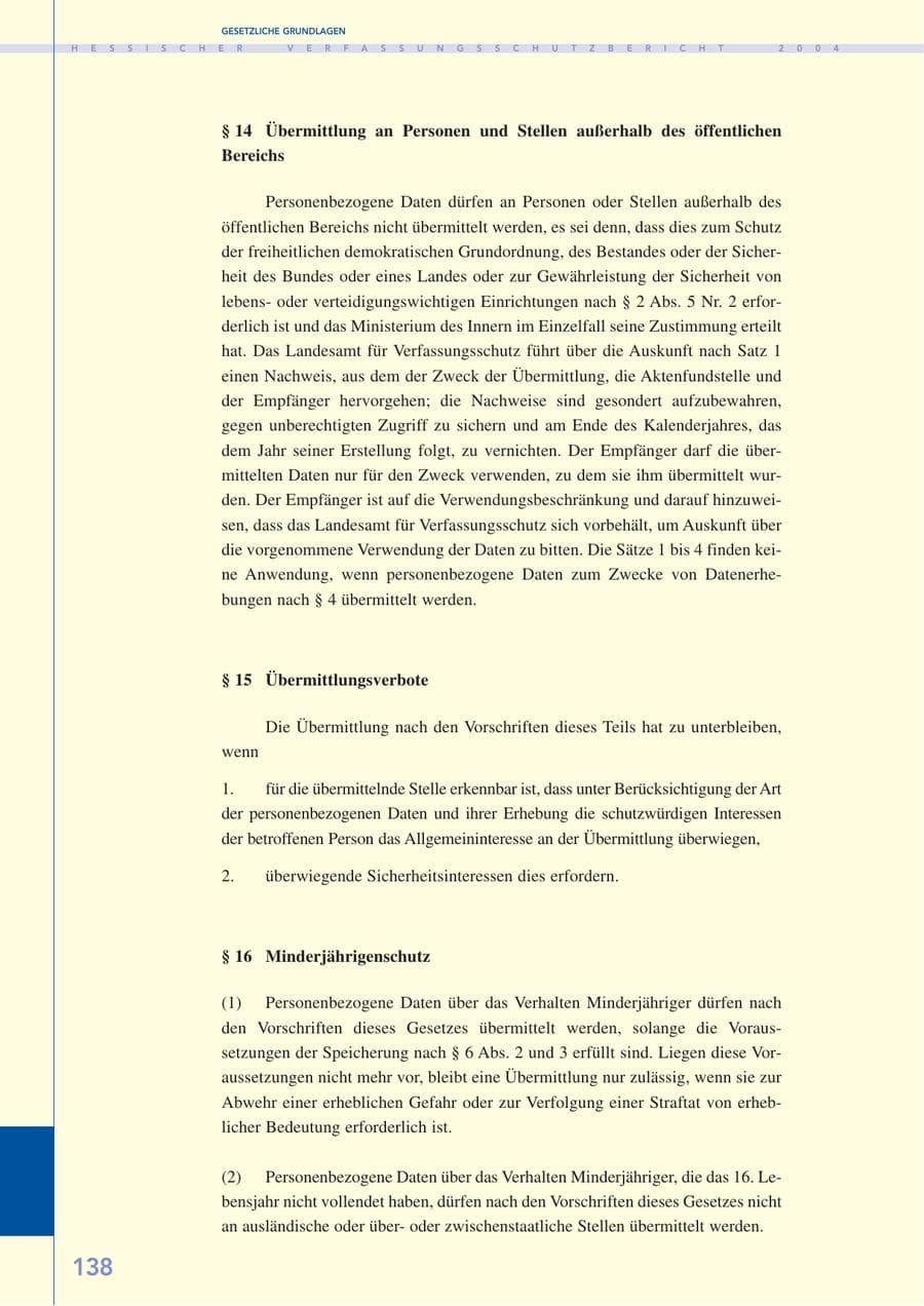 Seite 139 des Verfassungsschutzbericht 2004 Hessen
