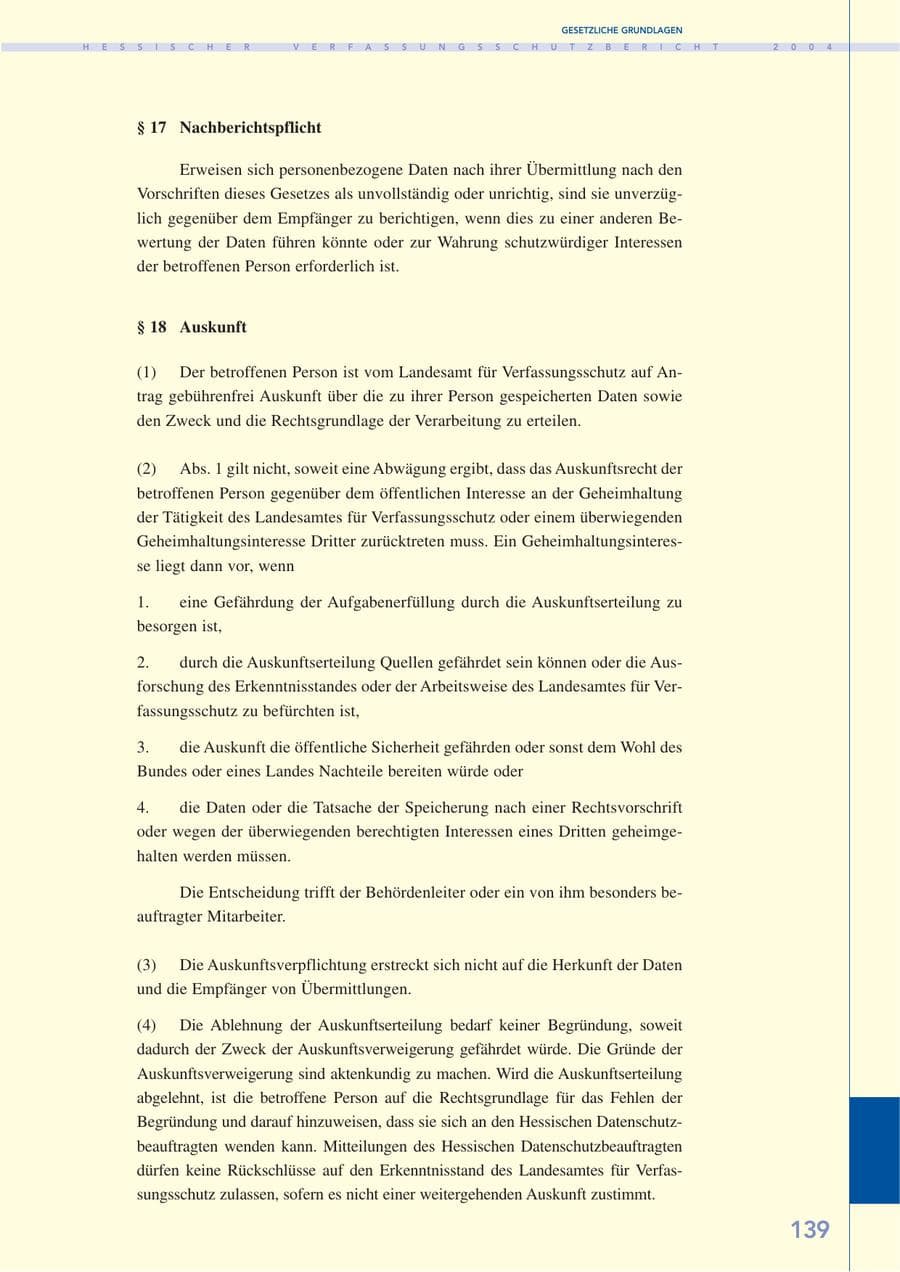 Seite 140 des Verfassungsschutzbericht 2004 Hessen