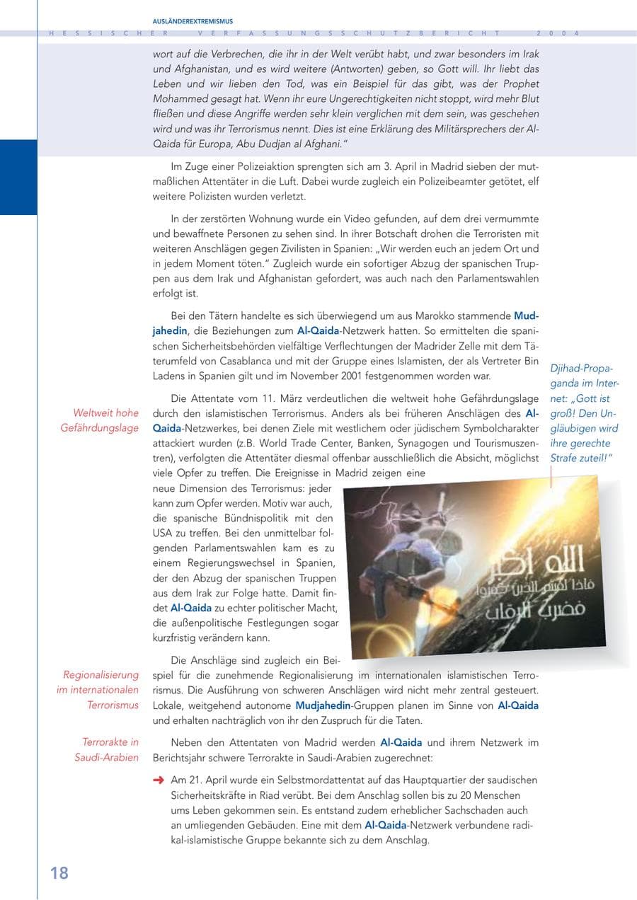Seite 19 des Verfassungsschutzbericht 2004 Hessen