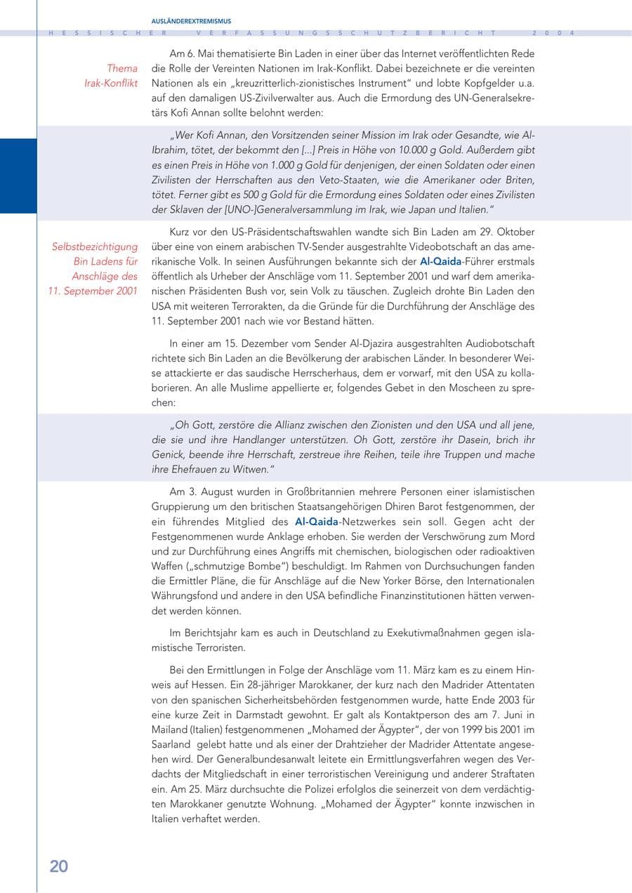 Seite 21 des Verfassungsschutzbericht 2004 Hessen
