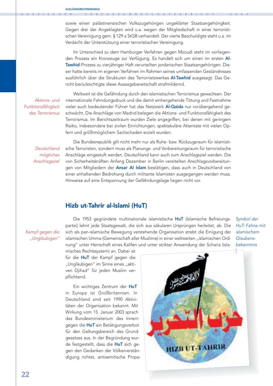 Seite 23 des Verfassungsschutzbericht 2004 Hessen
