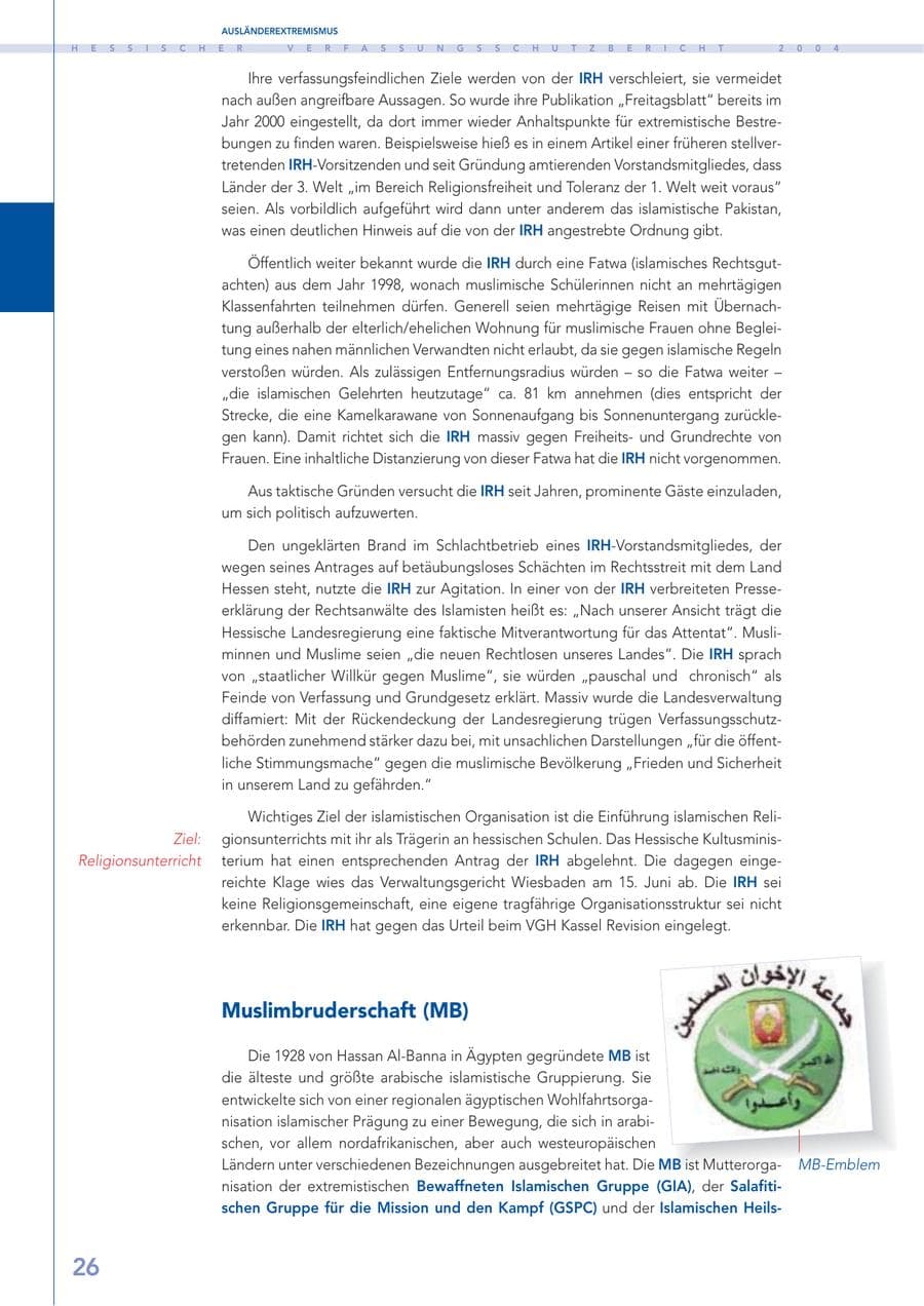 Seite 27 des Verfassungsschutzbericht 2004 Hessen