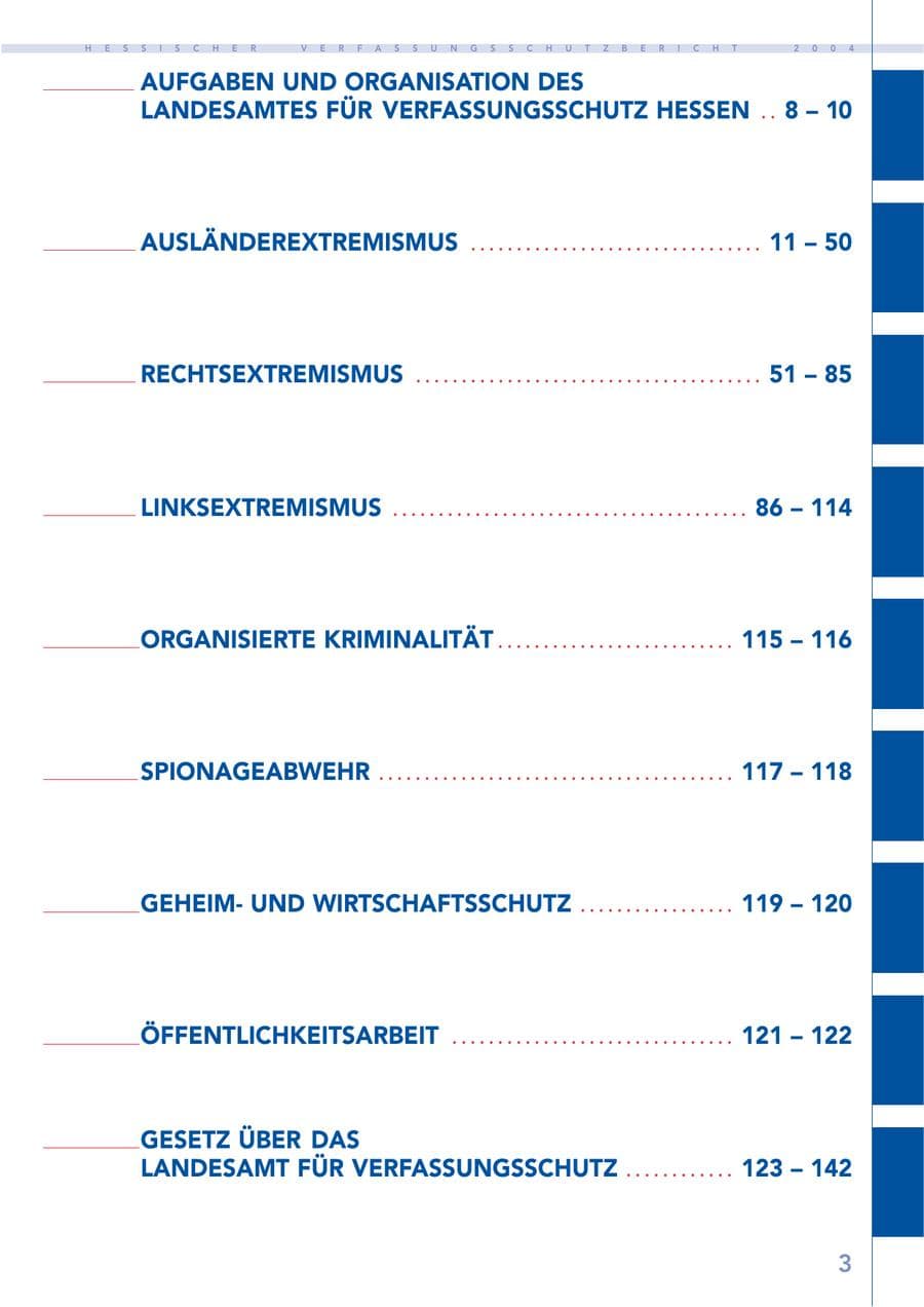 Seite 4 des Verfassungsschutzbericht 2004 Hessen