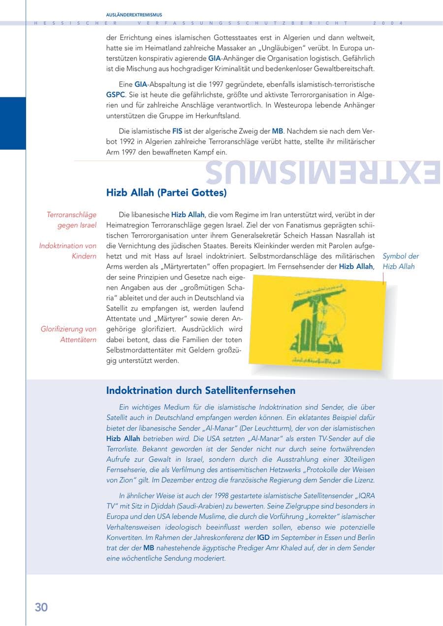 Seite 31 des Verfassungsschutzbericht 2004 Hessen