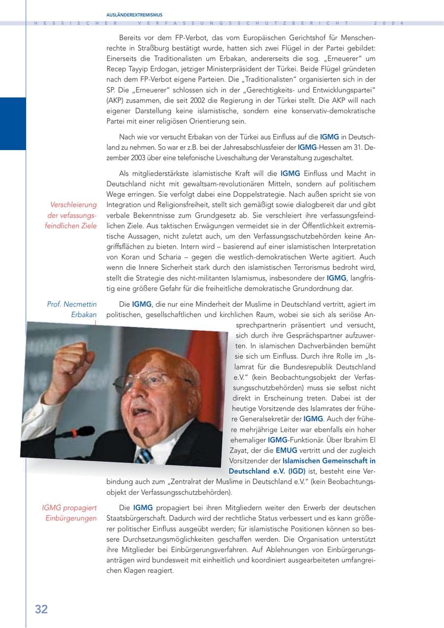 Seite 33 des Verfassungsschutzbericht 2004 Hessen