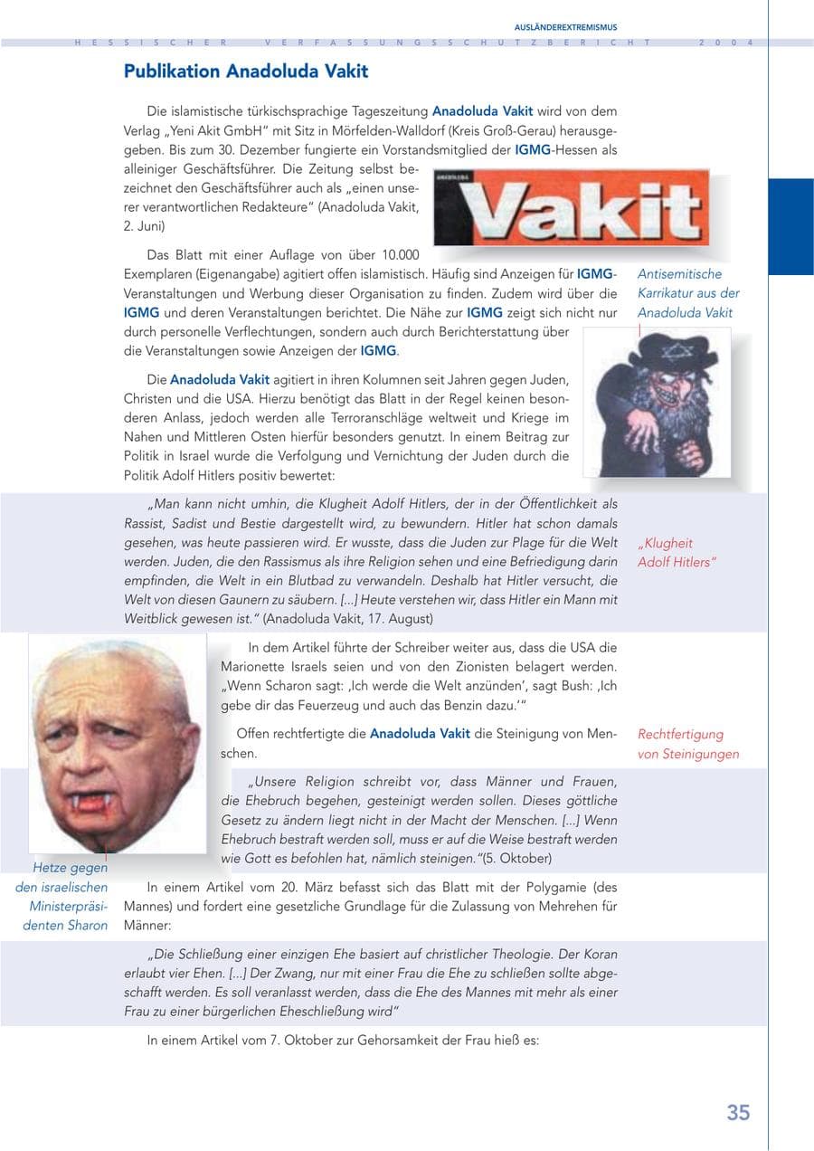 Seite 36 des Verfassungsschutzbericht 2004 Hessen