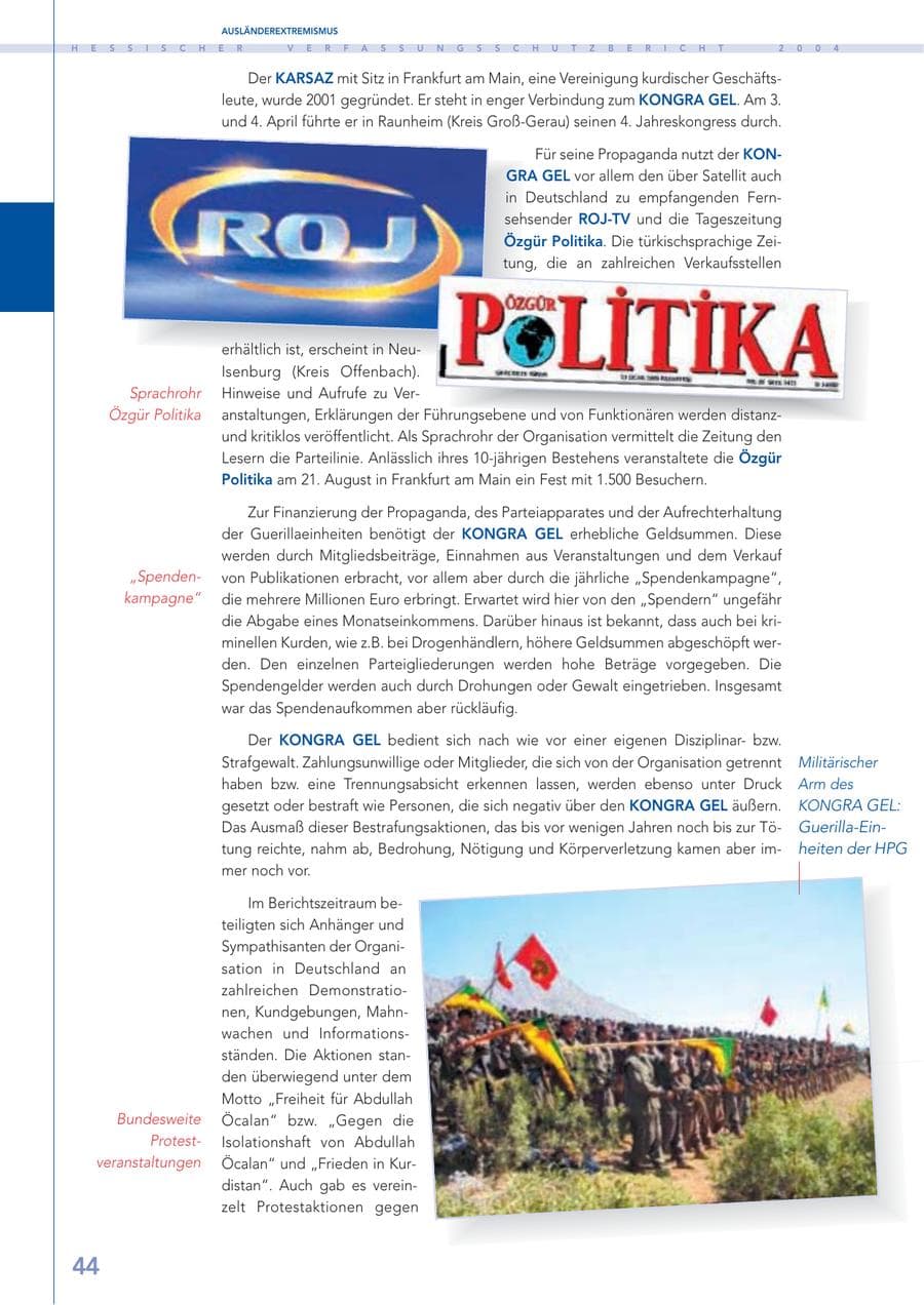 Seite 45 des Verfassungsschutzbericht 2004 Hessen