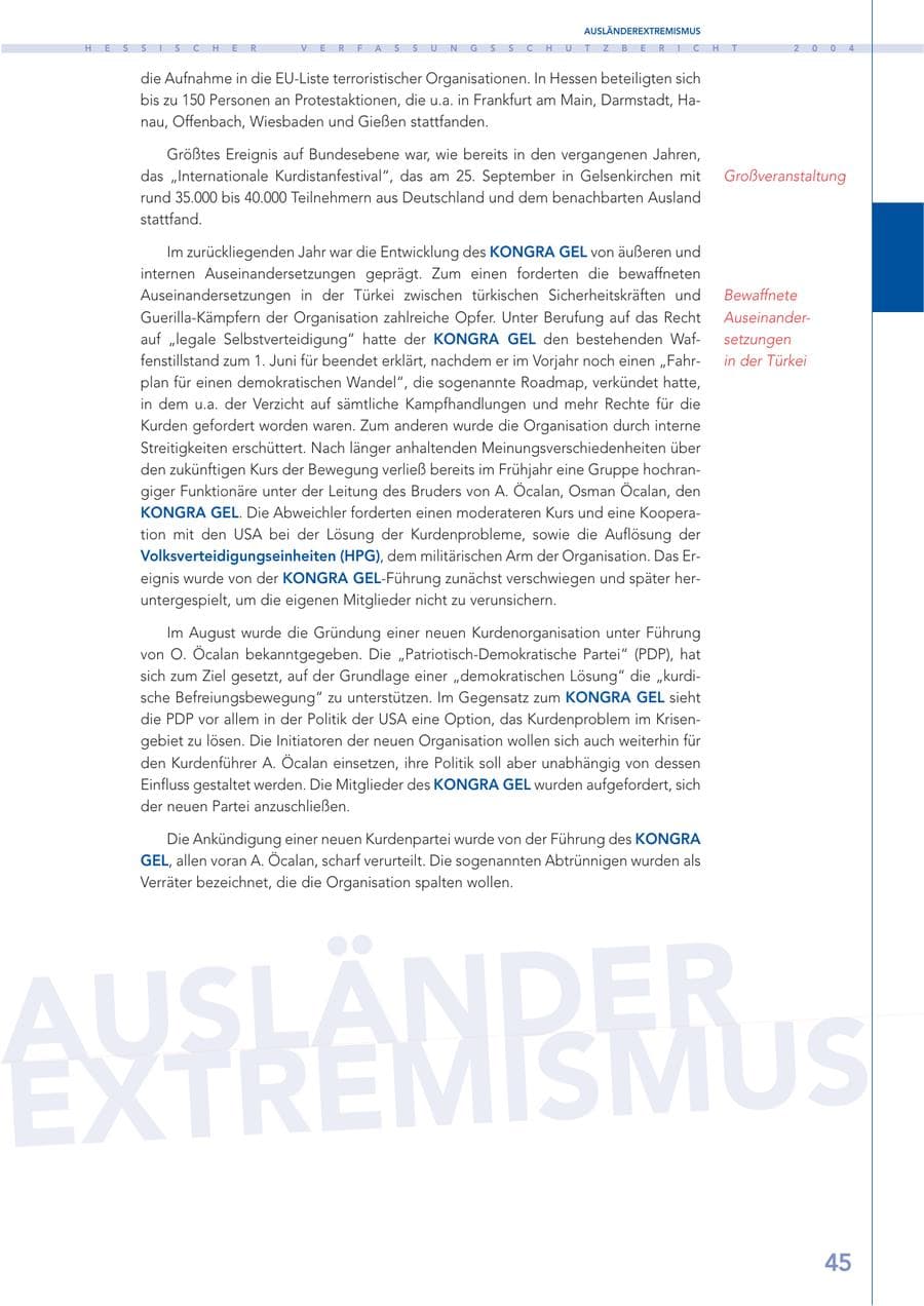 Seite 46 des Verfassungsschutzbericht 2004 Hessen