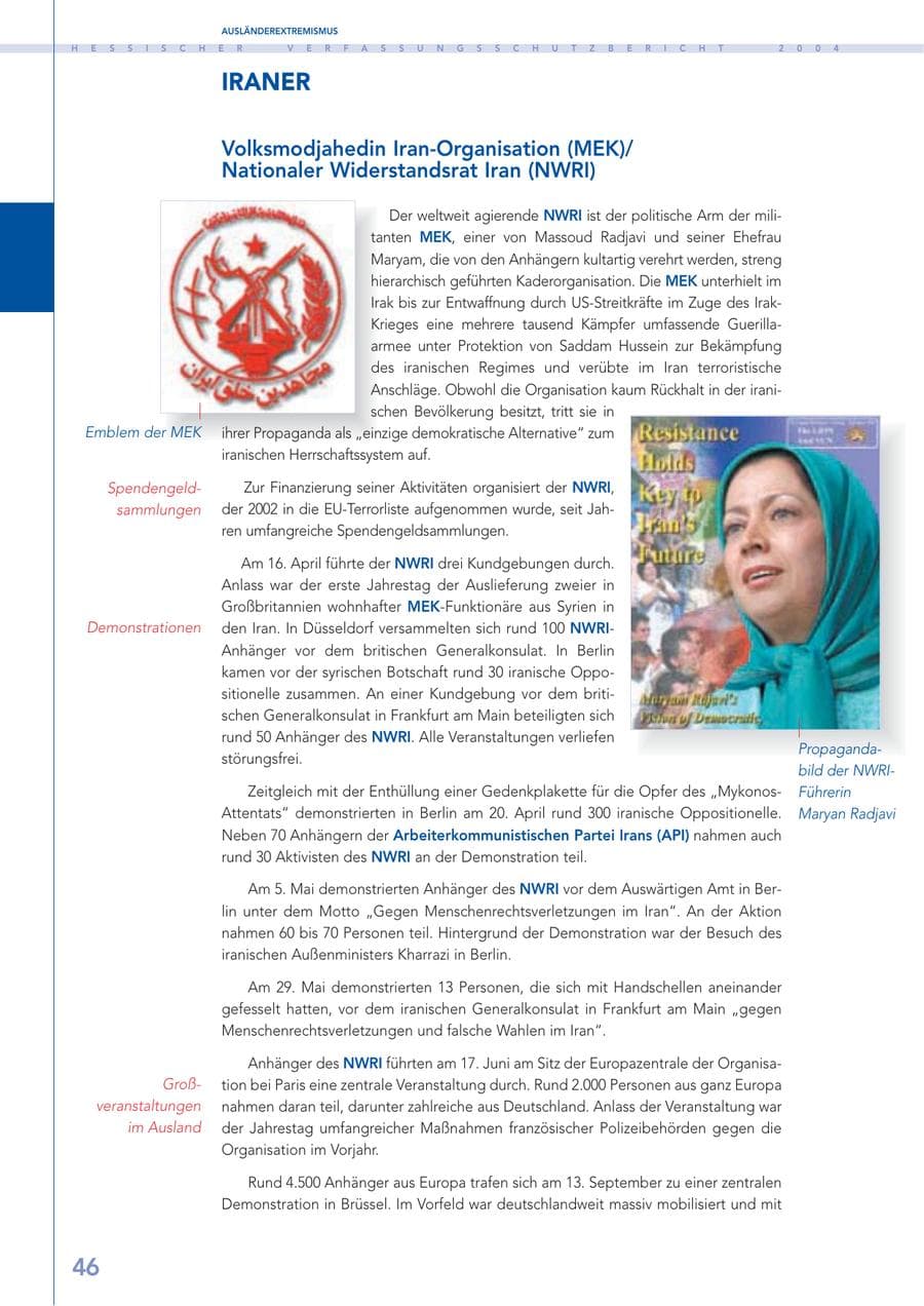 Seite 47 des Verfassungsschutzbericht 2004 Hessen