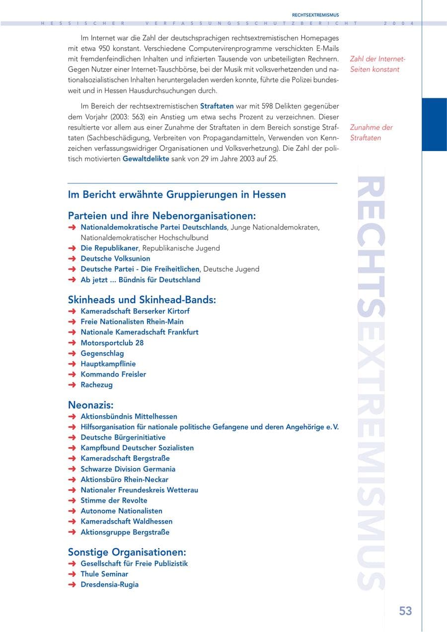 Seite 54 des Verfassungsschutzbericht 2004 Hessen