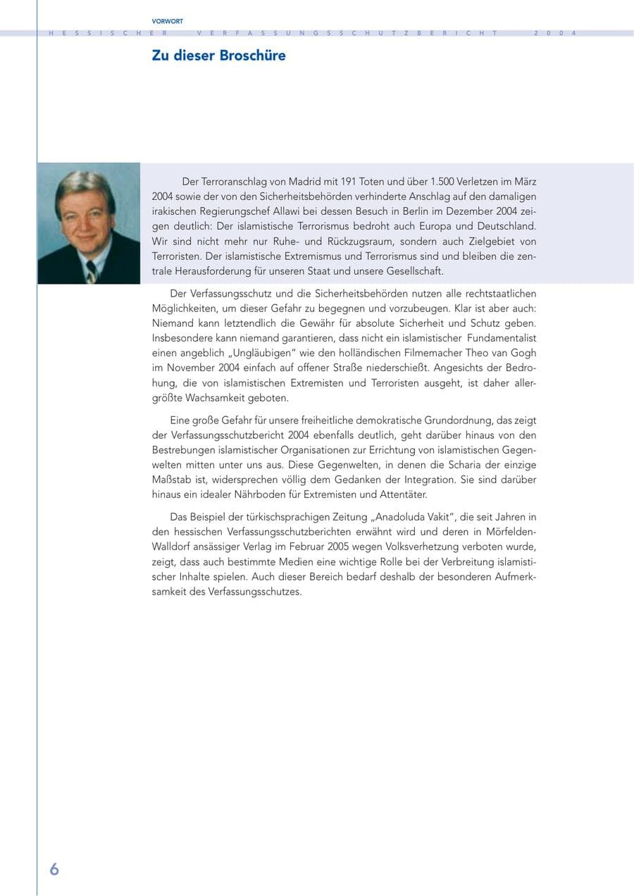 Seite 7 des Verfassungsschutzbericht 2004 Hessen